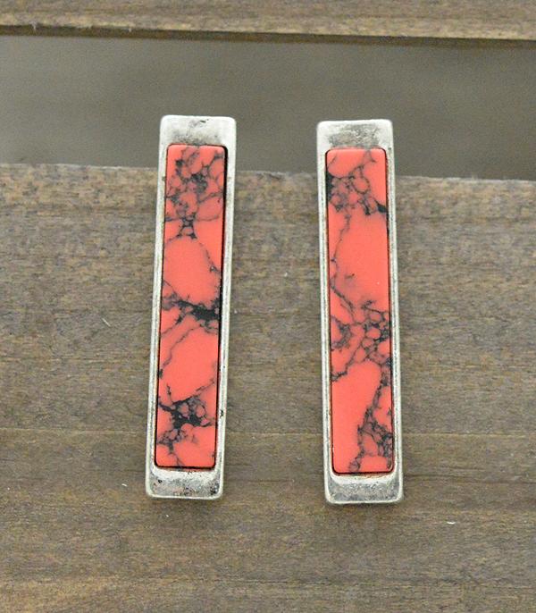 New Arrival :: Wholesale Western Semi Stone Bar Earrings