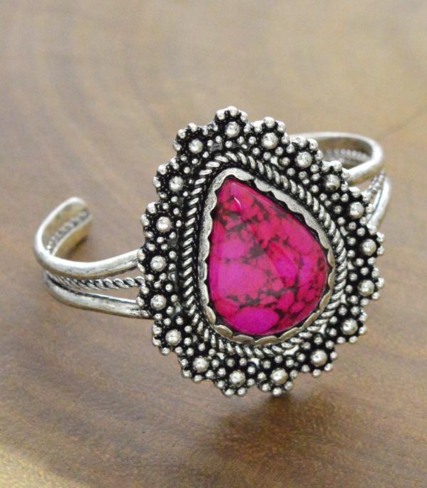 <font color=#FF6EC7>PINK COWGIRL</font> :: Wholesale Western Semi Stone Cuff Bracelet