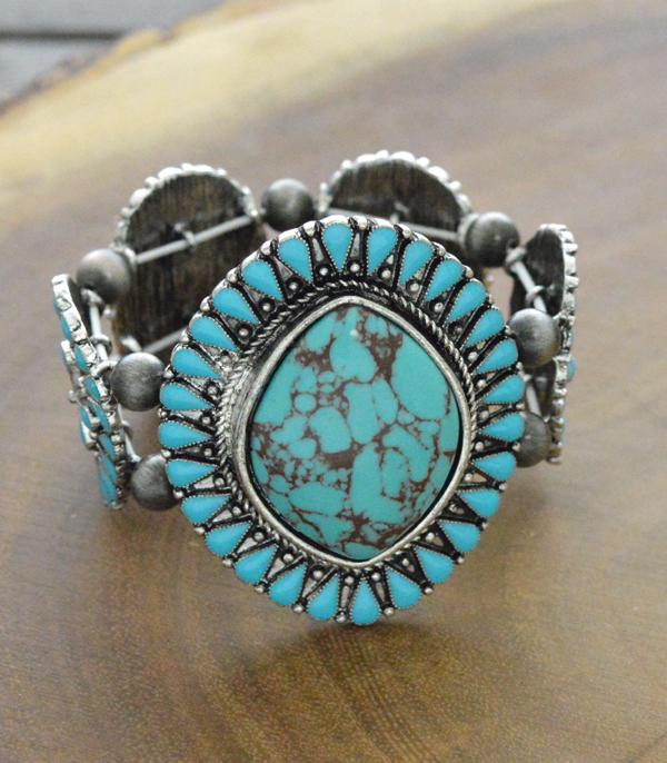 BRACELETS :: STRETCH :: Wholesale Western Turquoise Chunky Bracelet