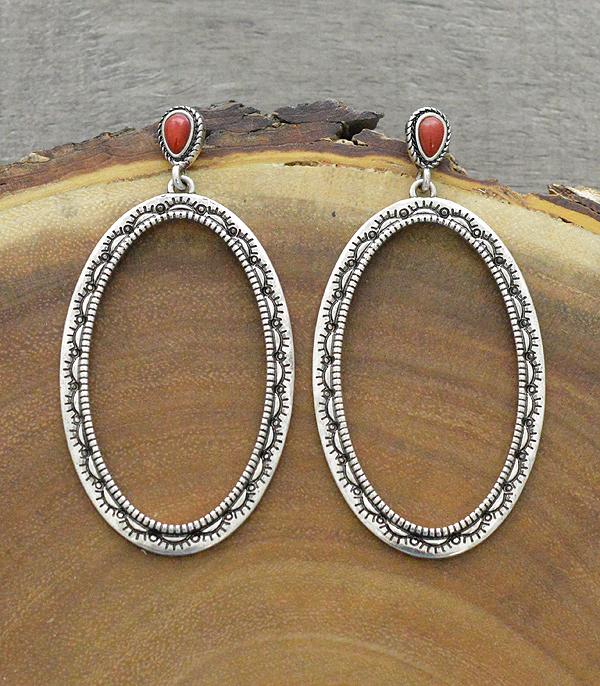 New Arrival :: Wholesale Tipi Stone Post Large Hoop Earrings