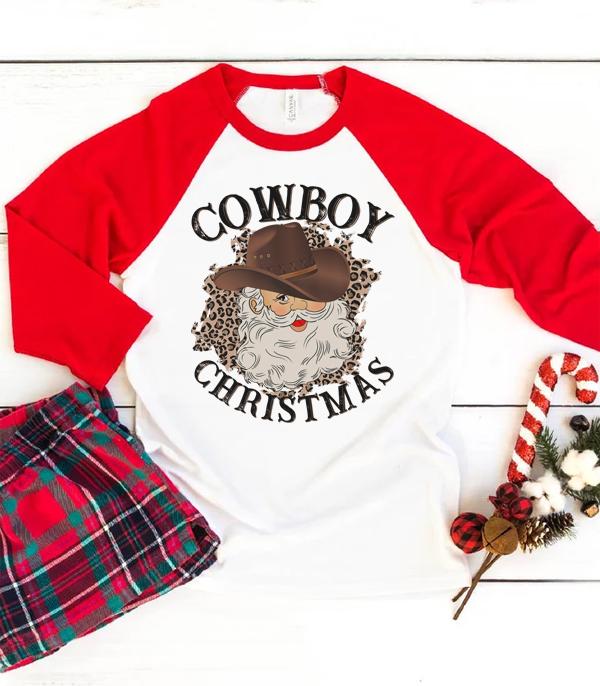 <font color=GREEN>HOLIDAYS</font> :: Wholesale Vintage Cowboy Christmas Raglan Tee