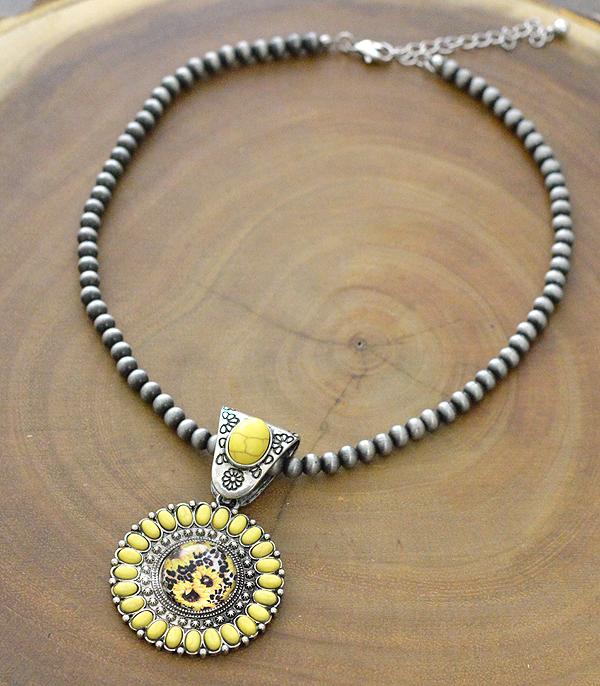 <font color=black>SALE ITEMS</font> :: JEWELRY :: Necklaces :: Wholesale Sunflower Semi Stone Navajo Necklace