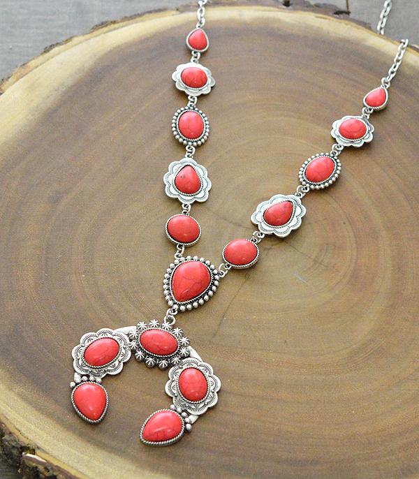 New Arrival :: Wholesale Western Squash Blossom Stone Necklace 