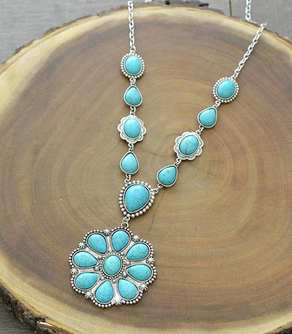 New Arrival :: Wholesale Western Turquoise Stone Chunky Necklace