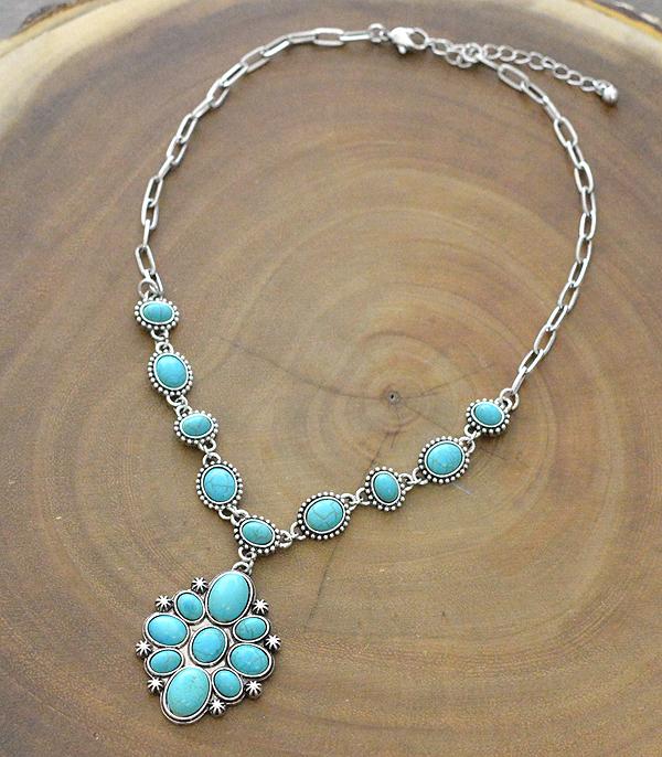 <font color=black>SALE ITEMS</font> :: JEWELRY :: Necklaces :: Wholesale Western Semi Stone Turquoise Necklace