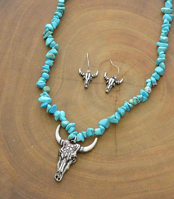 New Arrival :: Wholesale Western Longhorn Turquoise Necklace Set