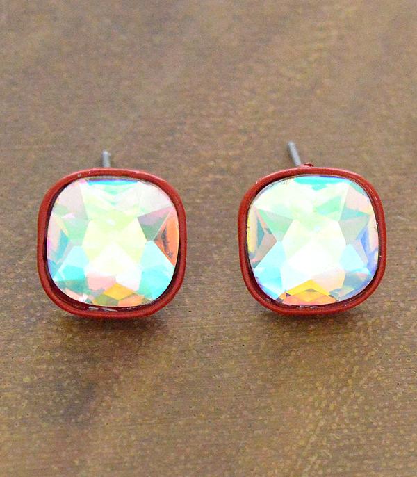 <font color=black>SALE ITEMS</font> :: JEWELRY :: Earrings :: Wholesale Iridescent Glass Stone Stud Earrings