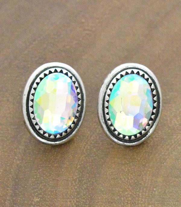 <font color=black>SALE ITEMS</font> :: JEWELRY :: Earrings :: Wholesale Glass Stone Oval Shape Stud Earrings