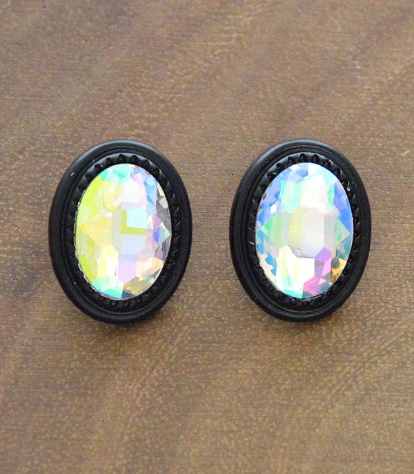 <font color=black>SALE ITEMS</font> :: JEWELRY :: Earrings :: Wholesale Glass Stone Oval Shape Stud Earrings