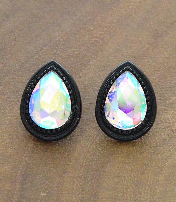 <font color=black>SALE ITEMS</font> :: JEWELRY :: Earrings :: Wholesale Glass Stone Teardrop Post Earrings