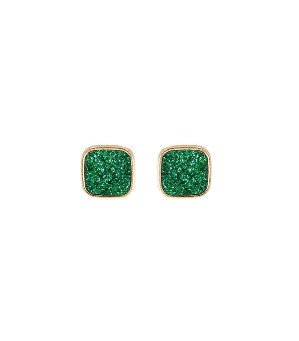 New Arrival :: Wholesale Square Glitter Stud Earrings