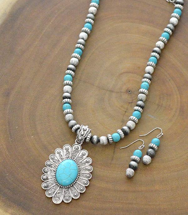 New Arrival :: Wholesale Turquoise Semi Stone Pendant Necklace