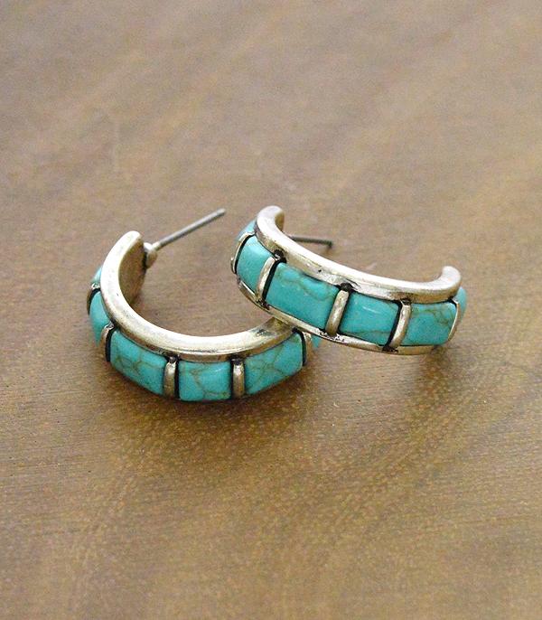 New Arrival :: Wholesale Tipi Western Turquoise Hoop Earrings