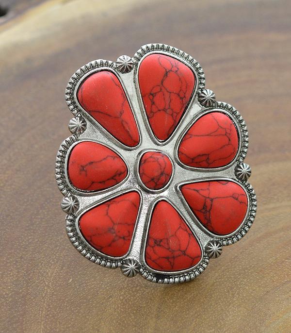 RINGS :: Wholesale Western Turquoise Semi Stone Concho Ring