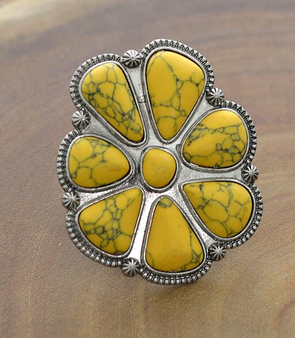 New Arrival :: Wholesale Western Turquoise Semi Stone Concho Ring