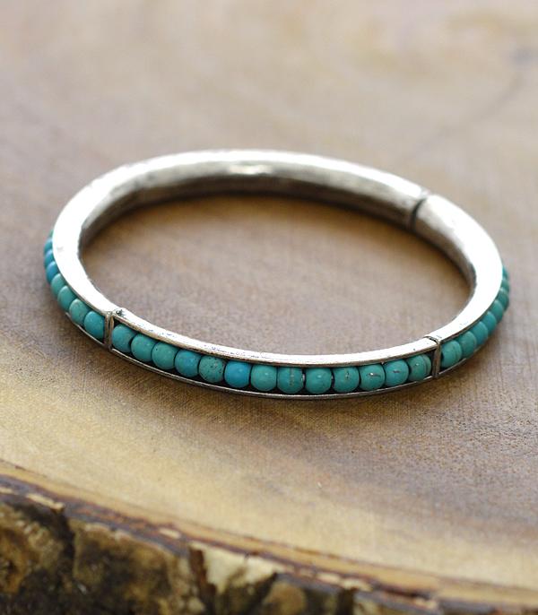 New Arrival :: Wholesale Western Turquoise Bead Bangle Bracelet