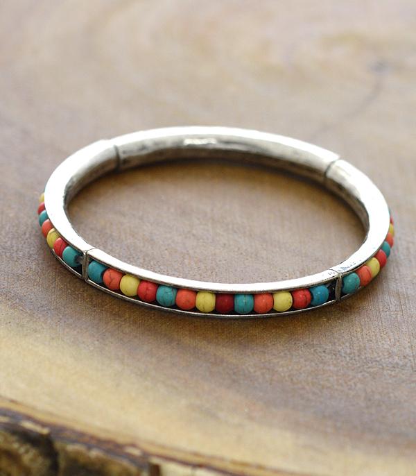 BRACELETS :: BANGLE :: Wholesale Western Turquoise Bead Bangle Bracelet