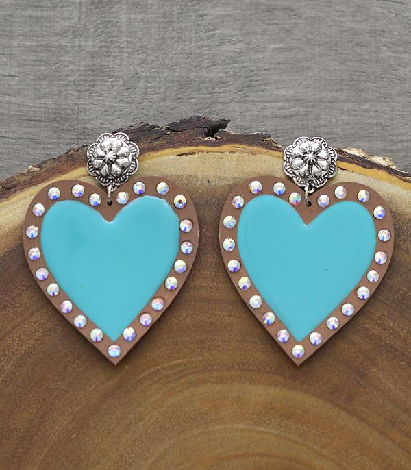 New Arrival :: Wholesale Western Concho Heart Wooden Earrings