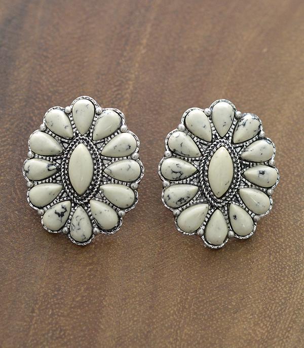 New Arrival :: Wholesale Western Semi Stone Concho Post Earrings