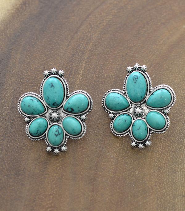 <font color=Turquoise>TURQUOISE JEWELRY</font> :: Wholesale Western Semi Stone Concho Post Earrings