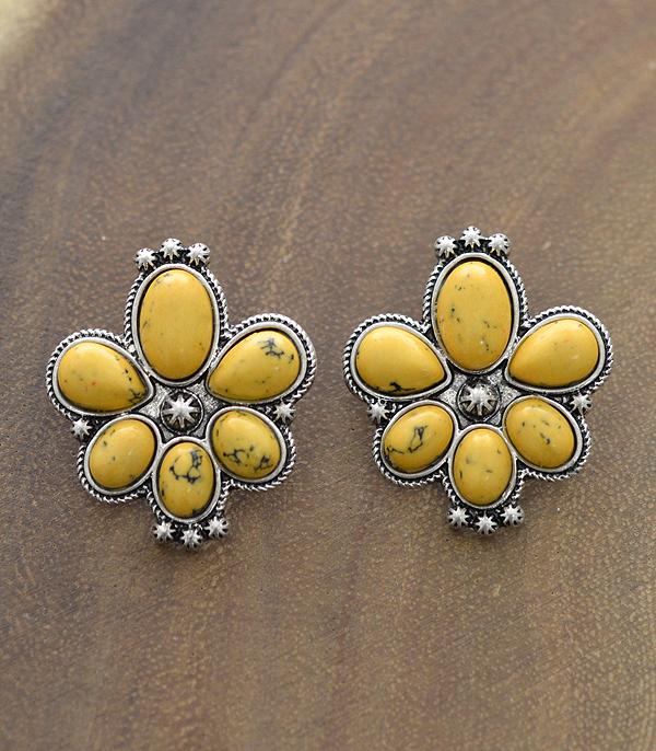 New Arrival :: Wholesale Western Semi Stone Concho Post Earrings