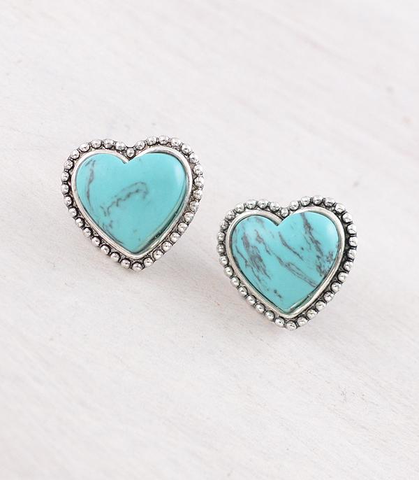 WHAT'S NEW :: Wholesale Western Turquoise Heart Stud Earrings