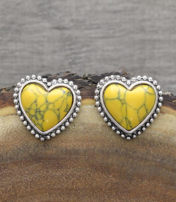 EARRINGS :: POST EARRINGS :: Wholesale Western Turquoise Heart Stud Earrings