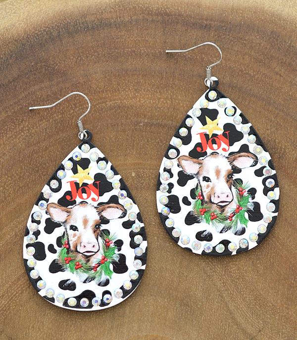 <font color=black>SALE ITEMS</font> :: JEWELRY :: Earrings :: Wholesale Christmas Cow Teardrop Earrings