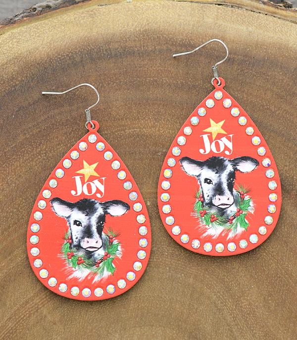 New Arrival :: Wholesale Christmas Cow Teardrop Earrings