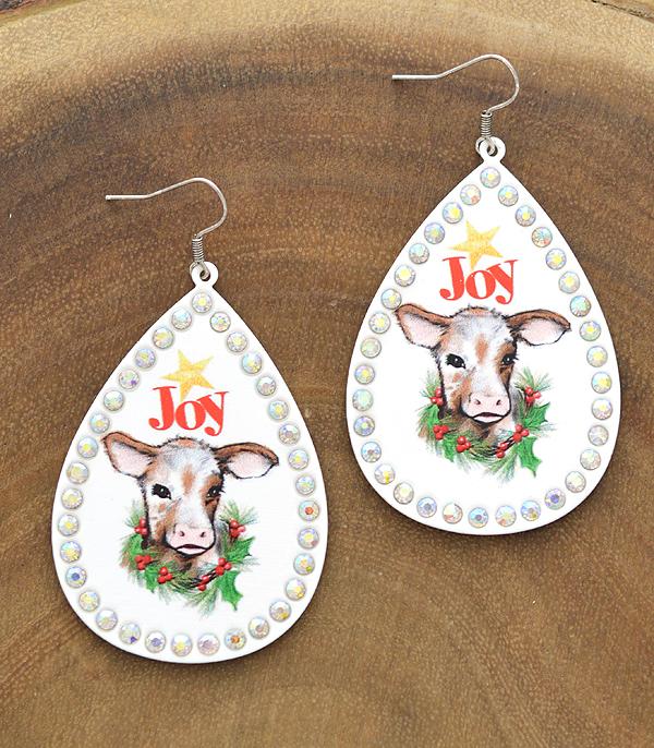<font color=GREEN>SEASONAL</font> :: Wholesale Christmas Cow Teardrop Earrings