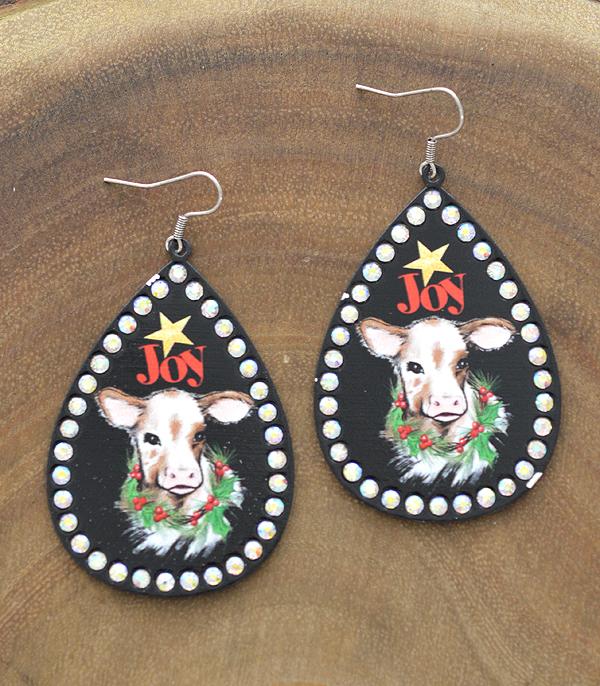 <font color=black>SALE ITEMS</font> :: JEWELRY :: Earrings :: Wholesale Christmas Cow Teardrop Earrings
