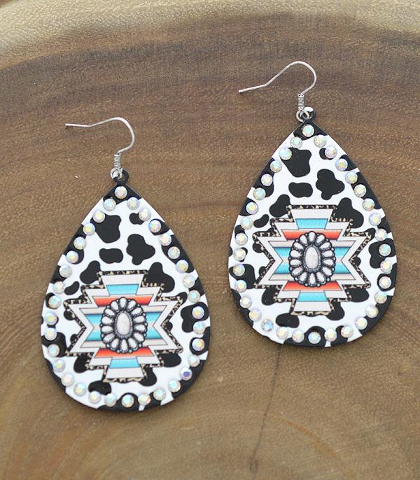 New Arrival :: Wholesale Western Aztec Print Teardrop Earrings