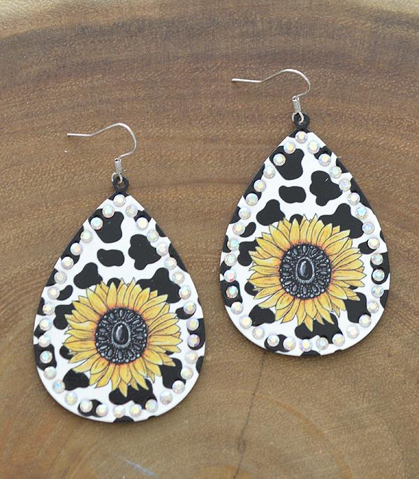 New Arrival :: Wholesale Sunflower Turquoise Print Earrings