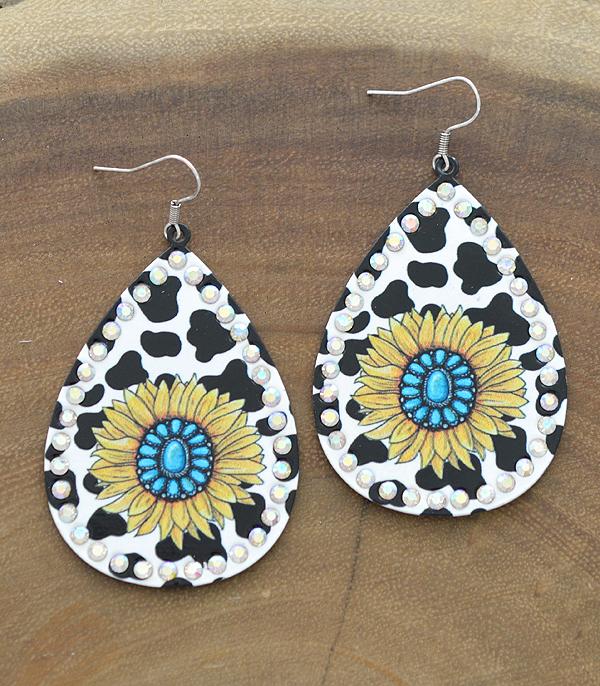 New Arrival :: Wholesale Sunflower Turquoise Print Earrings