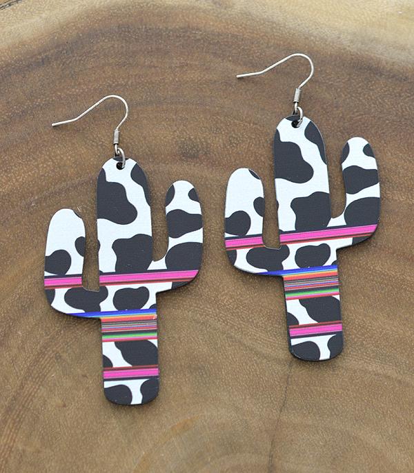 New Arrival :: Wholesale Cow Print Cactus Earrings