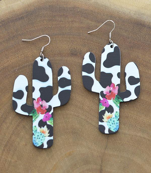 New Arrival :: Wholesale Cow Print Cactus Earrings