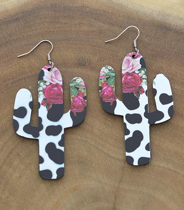 <font color=black>SALE ITEMS</font> :: JEWELRY :: Earrings :: Wholesale Cow Print Cactus Earrings