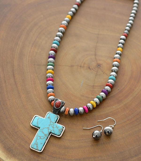 New Arrival :: Wholesale Turquoise Cross Navajo Bead Necklace