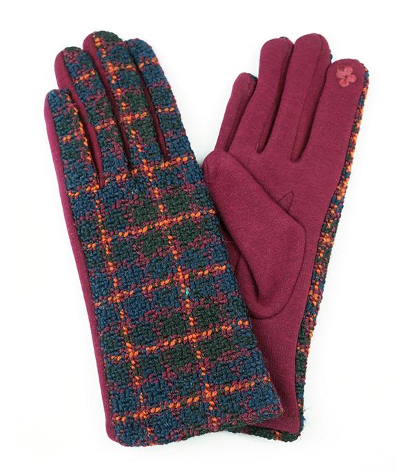 GLOVES :: Wholesale Multi Plaid Smart Touch Winter Gloves