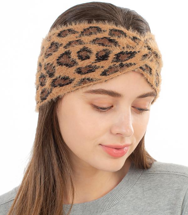 New Arrival :: Wholesale Soft Fuzzy Leopard Print Headwrap