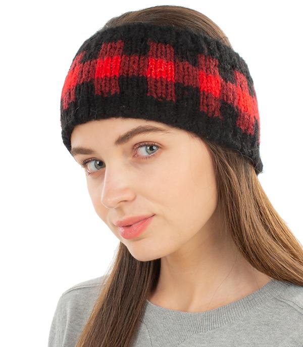 New Arrival :: Wholesale Checker Board Knit Winter Headwrap