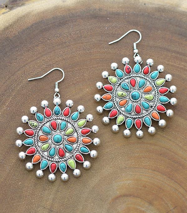 New Arrival :: Wholesale Western Turquoise Concho Earrings