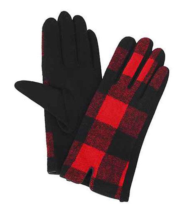 GLOVES I SOCKS :: Wholesale Buffalo Plaid Smart Touch Winter Gloves