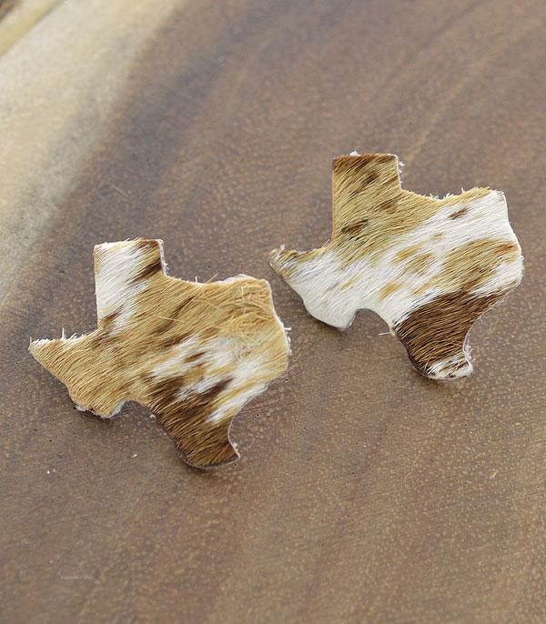 New Arrival :: Wholesale Cowhide Leather Texas Map Earrings