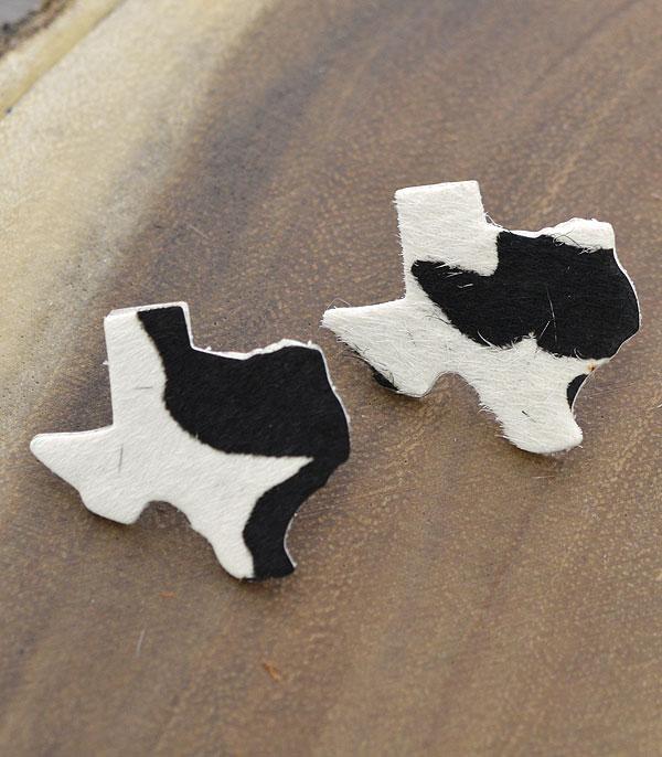 New Arrival :: Wholesale Cowhide Leather Texas Map Earrings