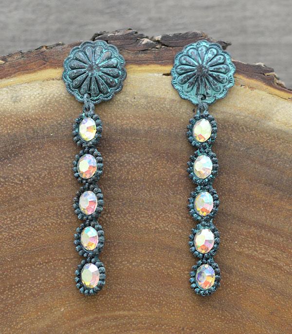 <font color=black>SALE ITEMS</font> :: JEWELRY :: Earrings :: Wholesale Concho Post Rhinestone Drop Earrings