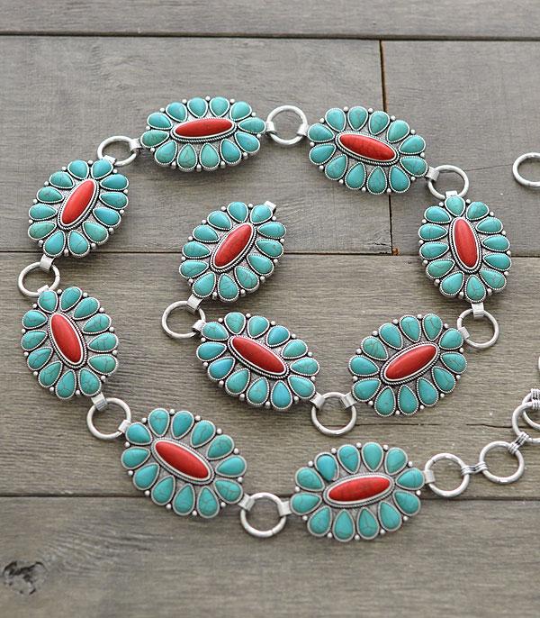 BELTS :: Wholesale Tipi Western Turquoise Concho Belt