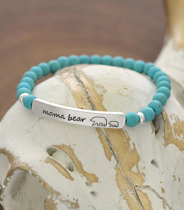 New Arrival :: Wholesale Turquoise Bead Mama Bear Bracelet