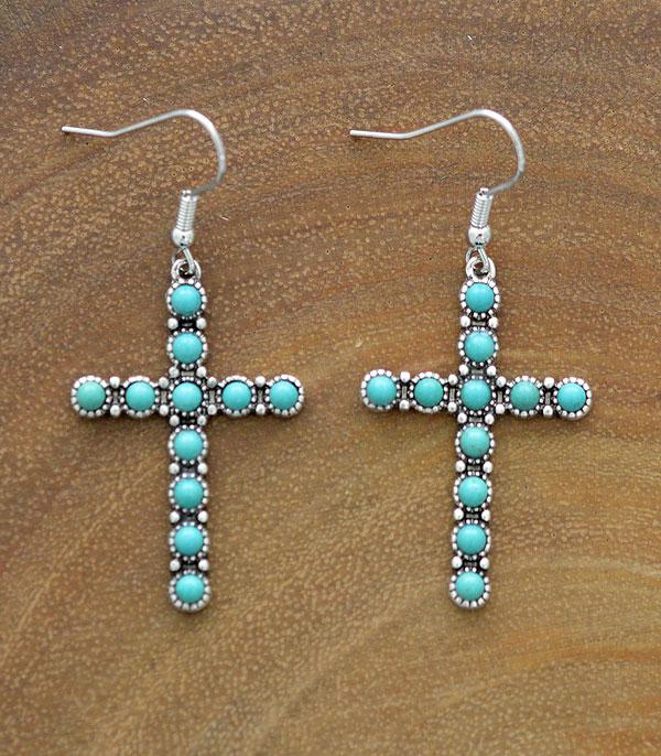 <font color=Turquoise>TURQUOISE JEWELRY</font> :: Wholesale Turquoise Cross Dangle Earrings