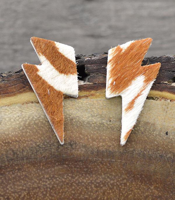 New Arrival :: Wholesale Cowhide Leather Lightning Bolt Earrings